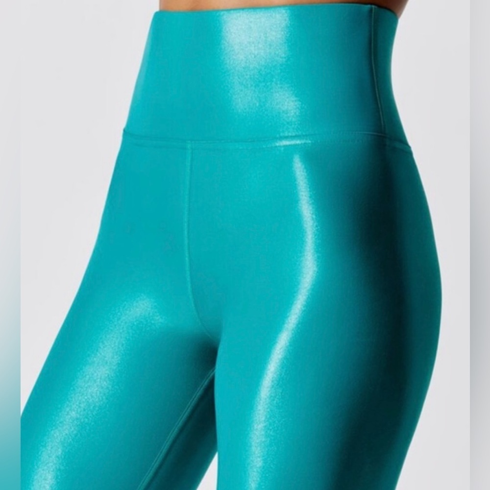 CARBON38 High Rise Full Length Leggings Takara Shine in Turquoise Takar Shine - Picture 3 of 16
